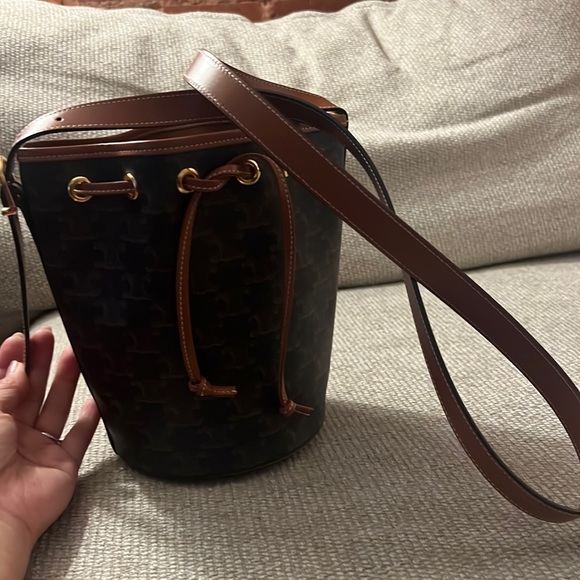 Celine small drawstring bag in triomphe canvas and calfskin - Picture 2 of 6